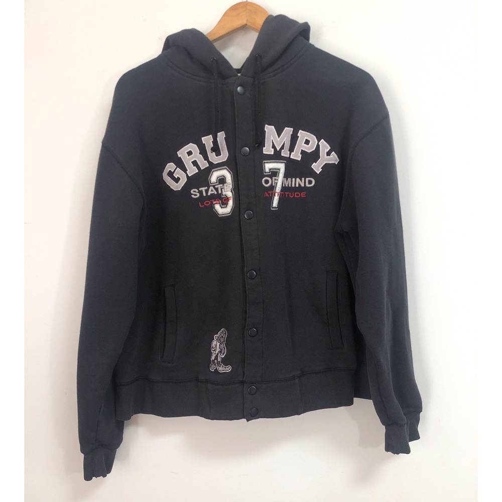 Black Disney Snap Front Grumpy State of Mind Hooded Sweatshirt